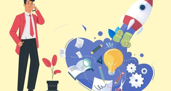 رسم يوضح 10 خطوات للانطلاق في عالم ريادة الأعمال من الفكرة إلى النجاح والتمويل