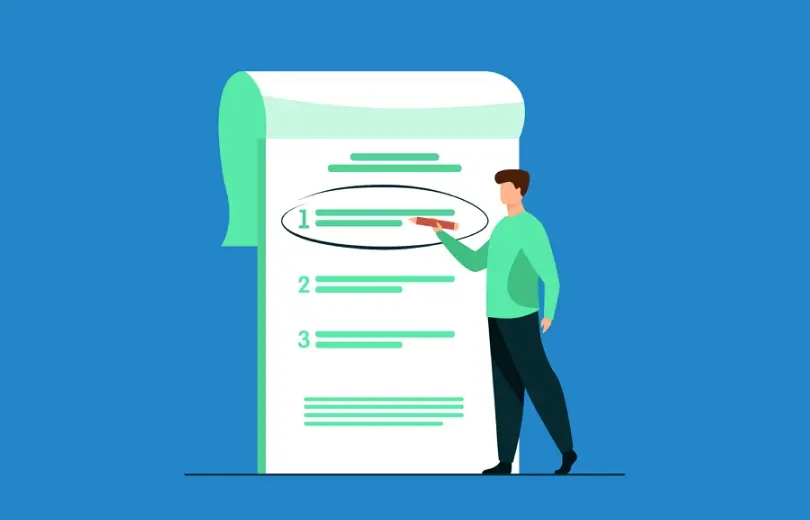 رسم يوضح رجلًا يقوم بتحديد الأولوية الأولى على قائمة المهام لإنجاز المهام الأكثر أهمية بفعالية