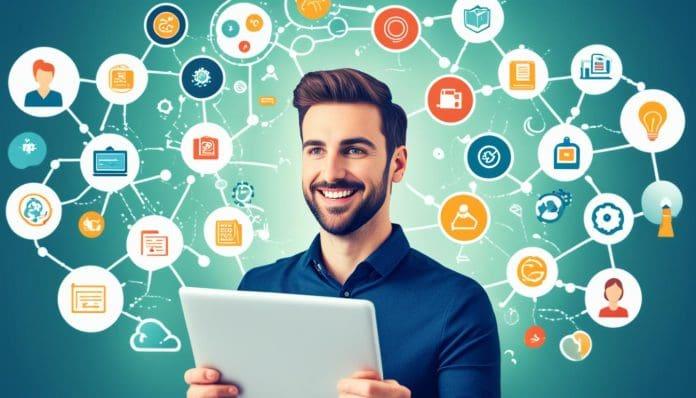 رسم يوضح التعليم التكيفي باستخدام التكنولوجيا وتحليل البيانات لتلبية احتياجات الطلاب الفردية