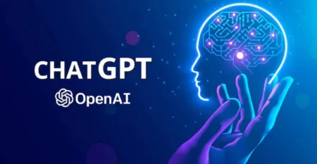 شعار ChatGPT و OpenAI مع تمثيل بصري لالذكاء الاصطناعي وتقنية GPT.